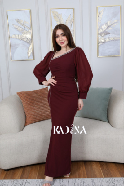 kadina Oudi dress with side ruching and bead embellishments