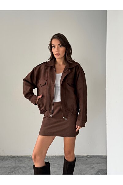 mydukkan.co Suede Skirt Jacket Set