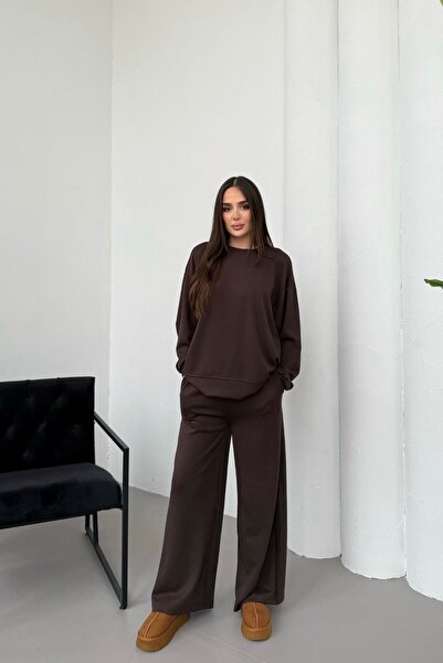 Mezka Țesătură moale premium, maro, talie înaltă, elastică, modal, set de sus...