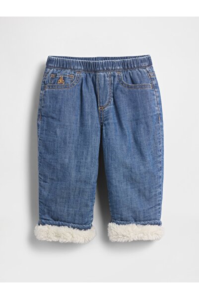 GAP Bebek Mavi Sherpa Astarlı Pull-On Barrel Jean Pantolon