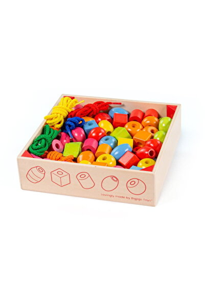BIGJIGS Toys Σετ ξύλινων χαντρών για κορδόνι