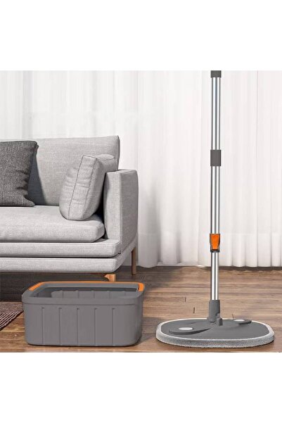 NKX Uniface Spin Mop and Bucket Set, Large Flat Floor Mop with Self Wringer and Bucket System