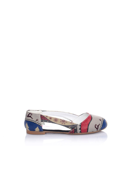 Streetfly New Year Themed Printed Colorful Women's Ballerinas