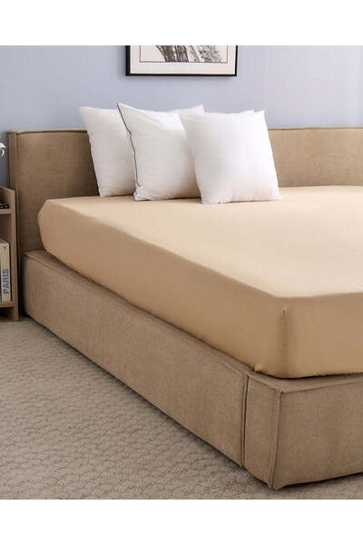 REDTAG Beige Cotton Fitted Sheet (Single Size)