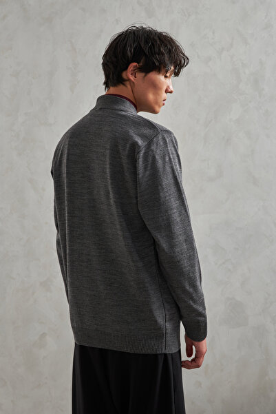 HYMAN Men's Half Fisherman Oversized Basic Knitwear Sweater