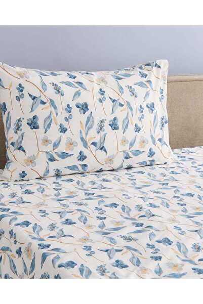 REDTAG White And Blue 2 Piece Printed Flat Sheet (Single Size)