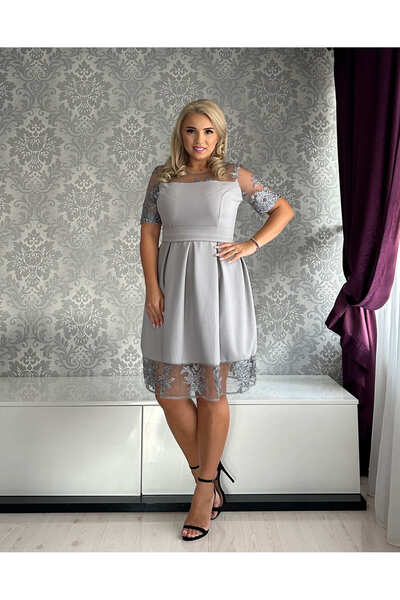 Afrodita Boutique Rochie dantela Vali gri