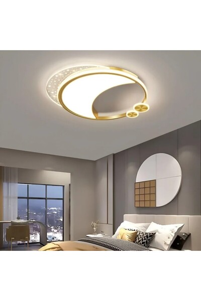 Alessandro DESIGN Lustra LED Marco cu Telecomanda, 51W, Dimabila, Auriu, Meta...