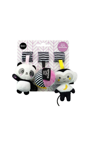 GaGaGu Set de 3 jucării - Maimuță, urs panda și minge