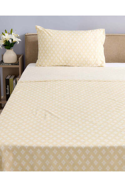 REDTAG Beige 2 Piece Printed Flat Sheet (Single Size)