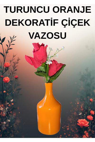 onyyapim مزهرية زهور زخرفية برتقالية اللون