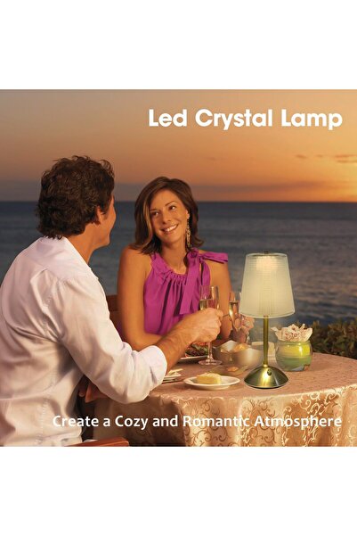 Generic Crystal Bedside Table Lamp - 3-Color Touch Dimmable Rechargeable Wireless LED, White