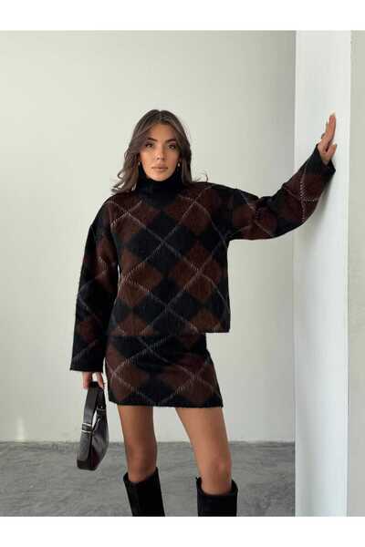 mydukkan.co Baklava Patterned Skirted Knitwear Set