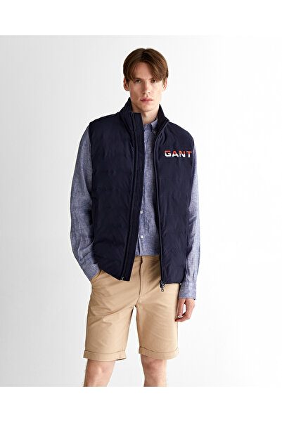 Gant Erkek Lacivert Regular Fit Dik Yaka Logolu Yelek