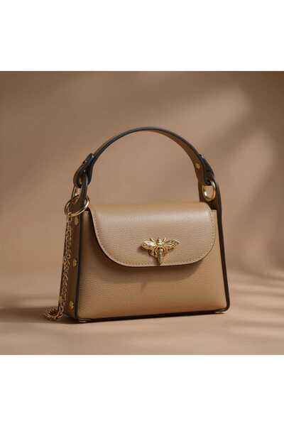 Tiffany Genuine Leather Bag, Camel