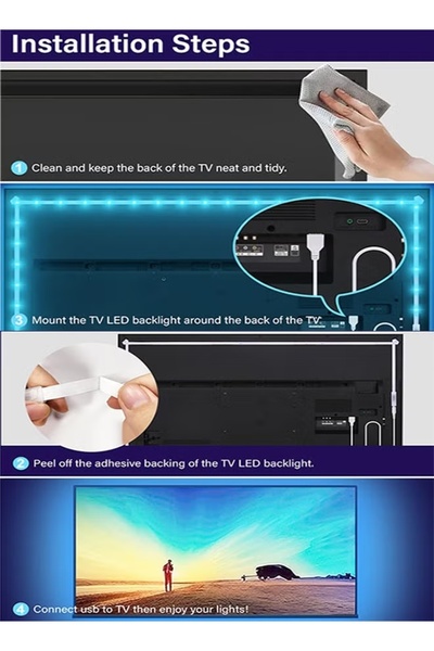 Generic 10M LED Light RGB TV Light Backlight Behind Music Sync Bluetooth APP and Remote Control