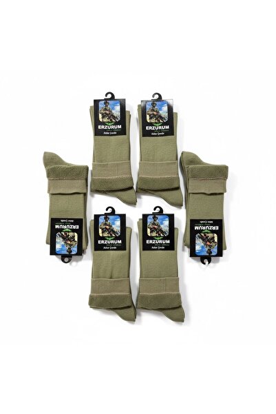 DOĞAN ASKERİ MALZEME جوارب شتوية من القطن باللون الأخضر العسكري، 12 قطعة، جوا...