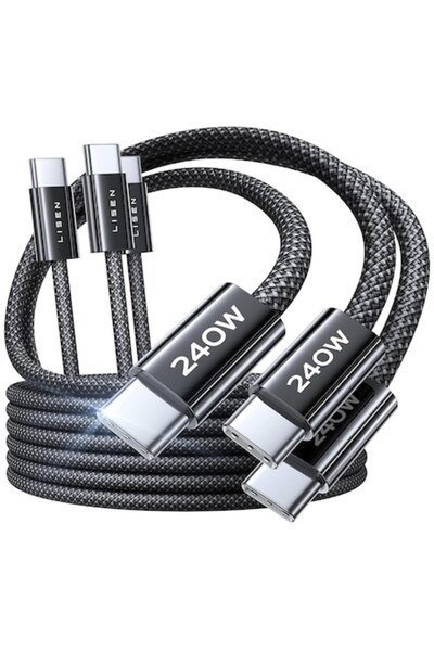 LISEN Set of 3 USB-C to USB-C Data & Charging Cables 240W, Fast Charging, 1x1...