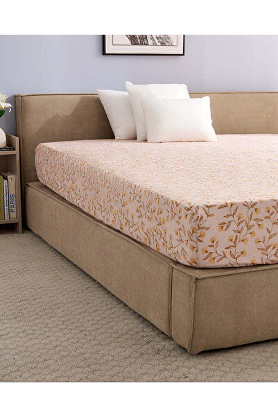 REDTAG Beige Floral Printed Fitted Sheet (Single Size)