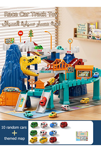 Generic Race Car Toy,Assembly Dinosaur Track Winding Road ,Climbing Hills RailCar,10 Colorful Race Car Toy