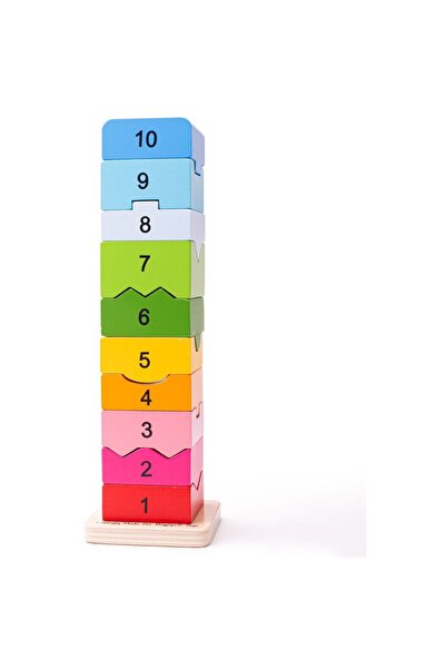 BIGJIGS Toys Turnulet din lemn cu numere