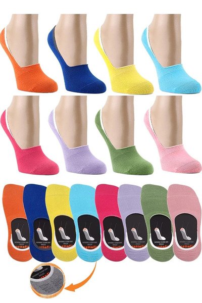 İkonik Socks Дамски 6-пакет многоцветни силиконови безшевни чорапи до глезена