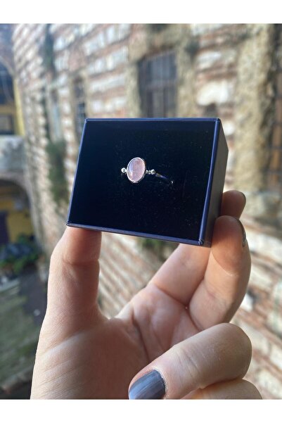 By Atölye 925 Ayar Pembe Kuvars Taşlı Gümüş Yüzük