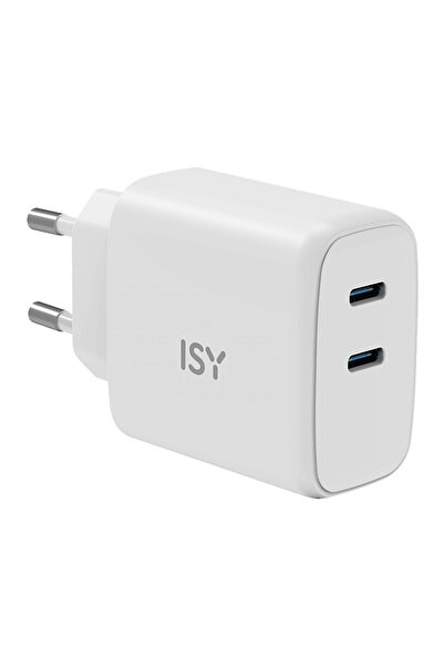 Isy IWC-0006 65W 2xUSB C WT Güç Adaptörü Beyaz