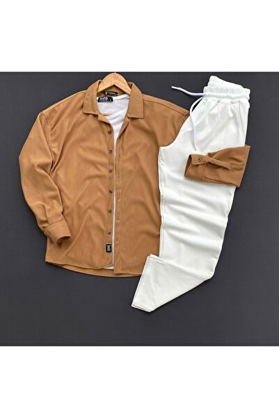 brozzi men Corded Fabric Ottoman Shirt-Bottom Set