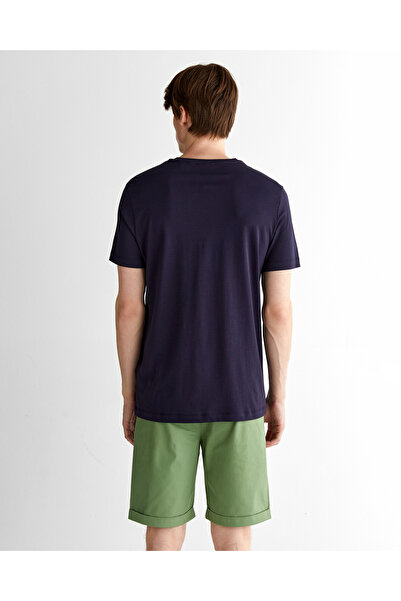 Gant Ανδρικό μπλουζάκι με λαιμόκοψη σε μπλε ναυτικό χρώμα