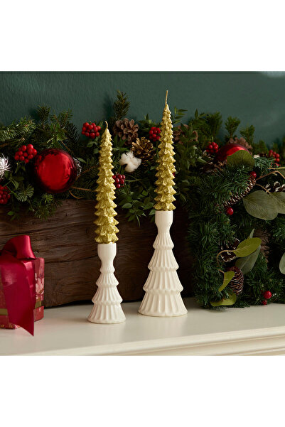 Karaca Home New Year Yılbaşı Çam Ağacı Şekilli Şamdan Mum 8,2x4,2x21 cm