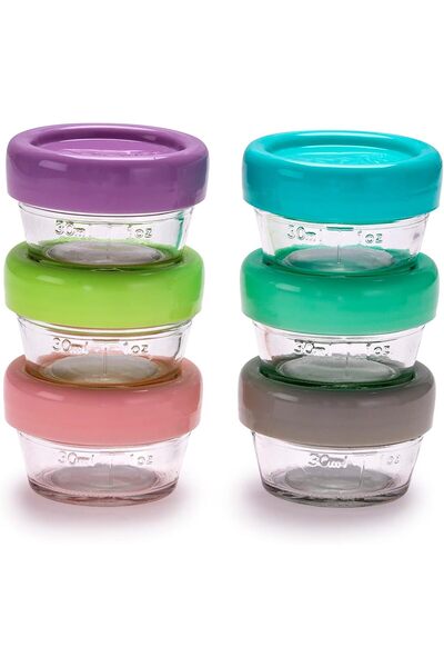 Melii 60 ml Glass Baby Food Storage Containers - Set of 6 (Gray)