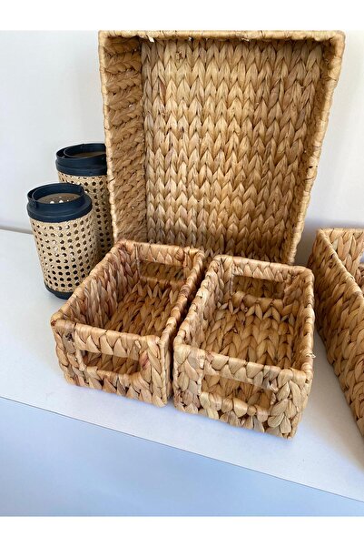 LEONEV Rectangular Wicker Organizer Set 4 Pieces