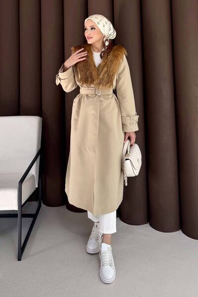 Melike Tatar Γούνινο μακρύ παλτό 32-3724