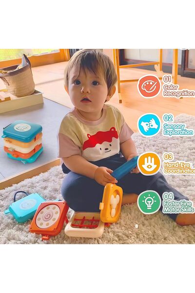 Generic Jjojcll Montessori Busy Board Activity Cube – 7 Activities, ABS, 6+ months