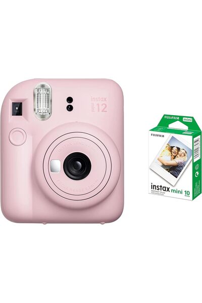 Fujifilm كاميرا فورية Instax Mini 12 - لون وردي زهري + عبوة فيلم واحدة