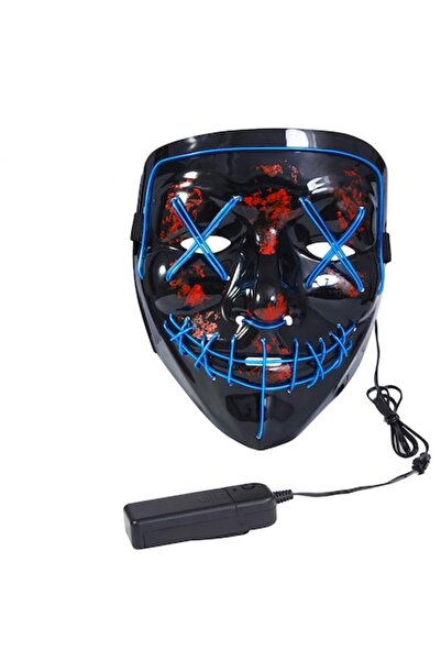 ThinkMax Mască LED de Halloween cu sârmă electroluminiscentă neon - Mască luminoasă Purge Horror