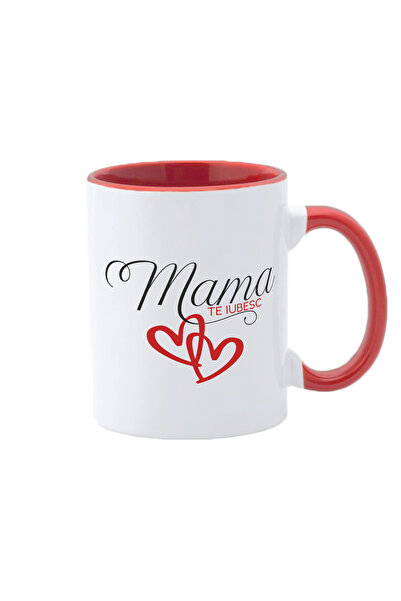 AFFIX THE DIFFERENT PERSPECTIVE Personalized white mug, red interior and handle, Mother Collection, March 8, Mother's Day, Model 2
