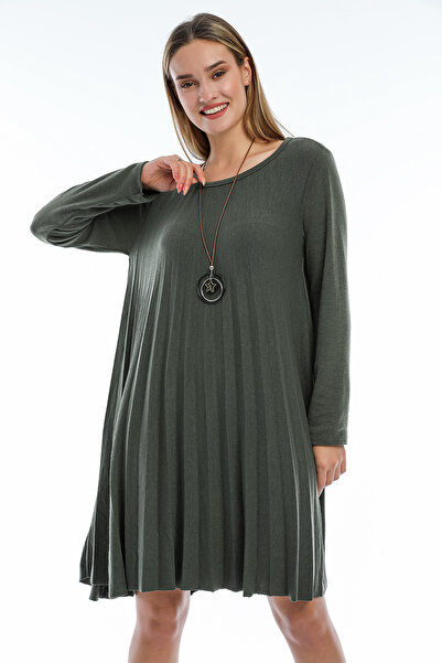 della moor Khaki Italian Collared Wool Knit Dress