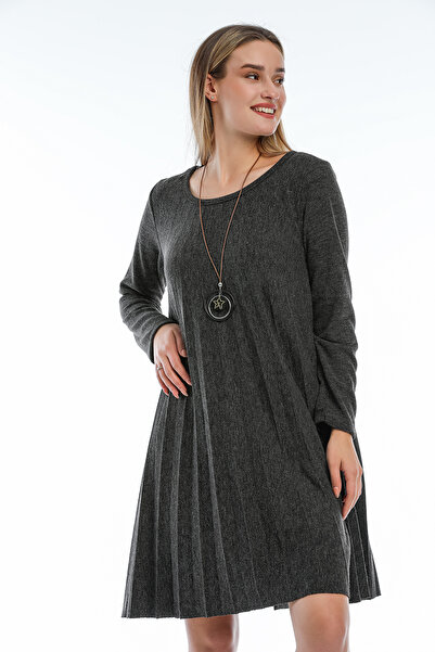 della moor Gray Italian Collared Wool Knit Dress
