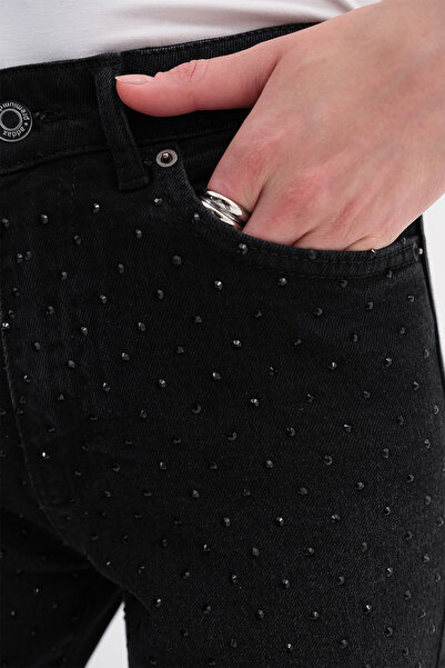 Addax Παντελόνι τζιν με πέτρες φαρδύ μπατζάκι PN996