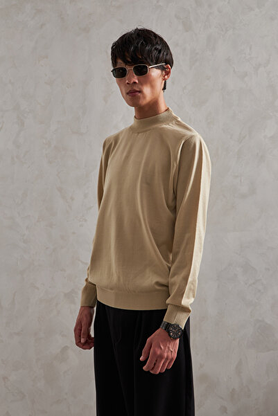 HYMAN Men's Half Fisherman Oversized Basic Knitwear Sweater