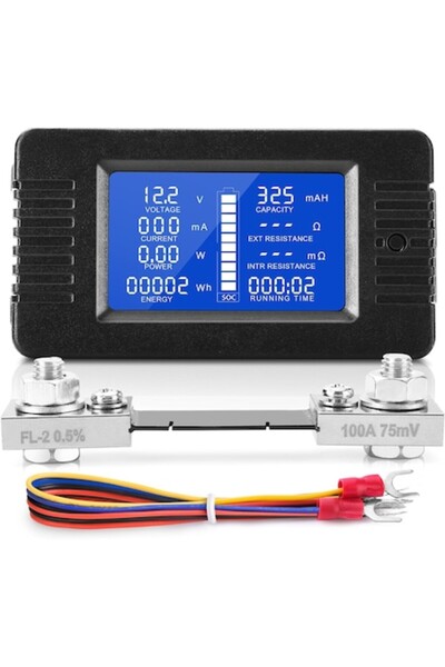 MICTUNING Panel digital wattmeter with voltmeter, ammeter, with shunt and connection wires, DC 0-200V and 100A