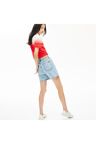 Lacoste Kadın Regular Fit Mavi Denim Bermuda