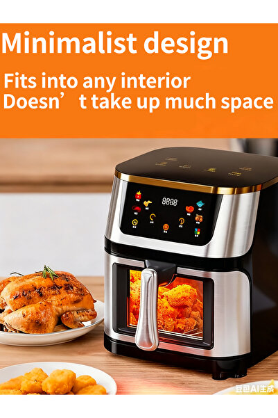 OEM Air Fryer for Perfect French Fries: Golden Crispy, 80% Less Oil, 10L Large Capacity, 1400W, Black