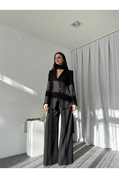 EFSUN MODA KADIN ÖZEL TASARIM AMARA KRUVAZE CEKETLİ PANTOLON TAKIM
