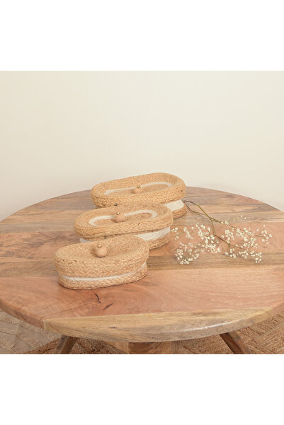 Crafted by Lifestyle Home Carving 3-Piece Jute Basket Set