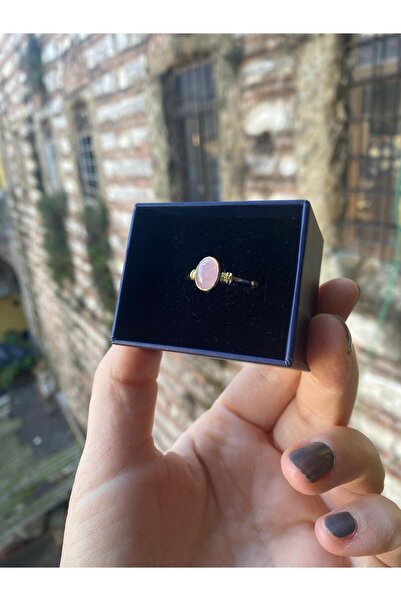 By Atölye 925 Ayar Pembe Kuvars Taşlı Gümüş Yüzük