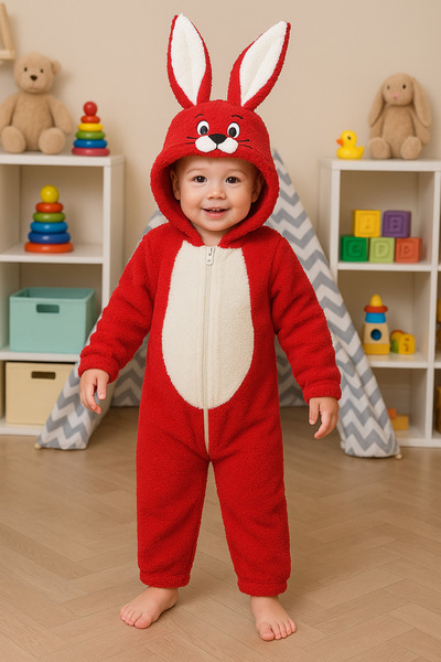 SANTRALBEBE Unisex 1-6 Years Welsoft Plush Jumpsuit with Front Zipper