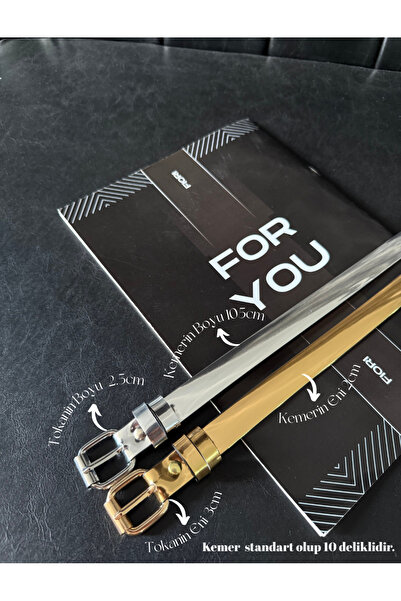 Fiori 2-Piece Silver and Gold Belt Square Buckle Thin Women's Belt Waist Belt, Dress Belt, Skirt Belt